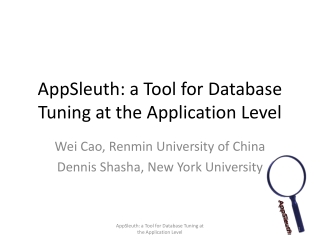AppSleuth : a Tool for Database Tuning at the Application Level