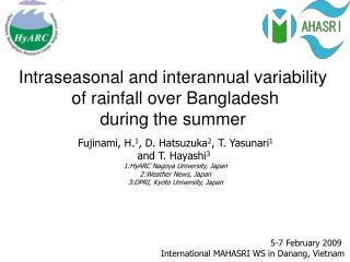 Intraseasonal and interannual variability of rainfall over Bangladesh during the summer
