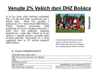 Venujte 2% Vašich daní DHZ Bošáca