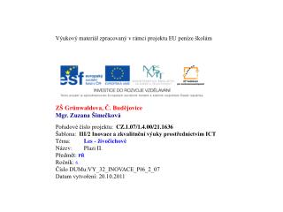 Výukový materiál zpracovaný v rámci projektu EU peníze školám