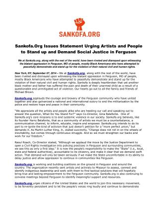 Sankofa.Org Issues Statement Urging Artists and People to St