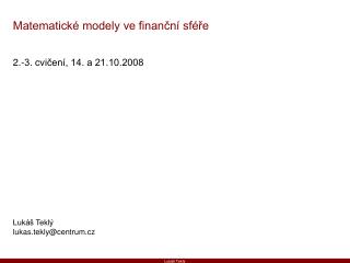 Matematické modely ve finanční sféře