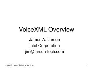 VoiceXML Overview