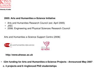 2005: Arts and Humanities e-Science Initiative