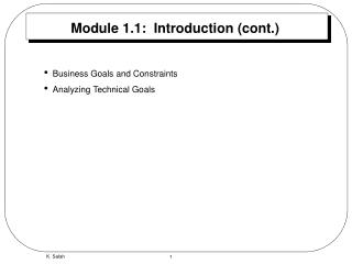 Module 1.1: Introduction (cont.)