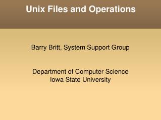 Unix Files and Operations