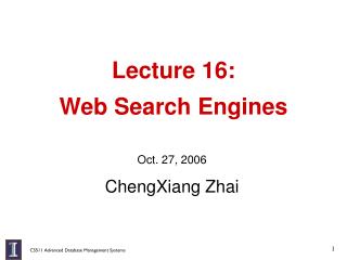 Lecture 16: Web Search Engines