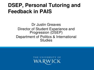 DSEP, Personal Tutoring and Feedback in PAIS