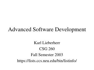 Advanced Software Development