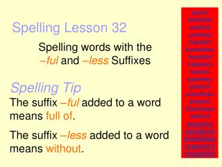Spelling Lesson 32