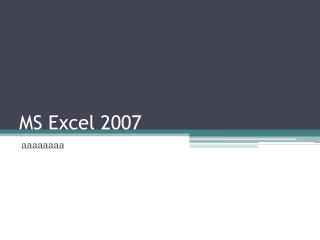 MS Excel 2007