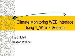 Climate Monitoring WEB Interface Using 1_Wire™ Sensors