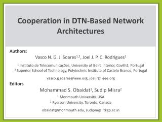 Cooperation in DTN-Based Network Architectures