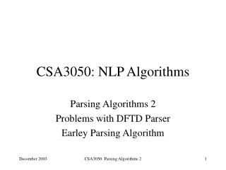 CSA3050: NLP Algorithms