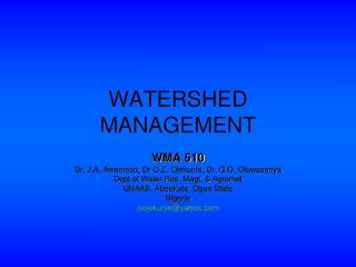 WATERSHED MANAGEMENT