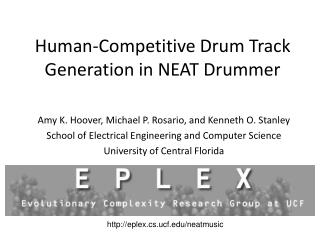 Human-Competitive Drum Track Generation in NEAT Drummer