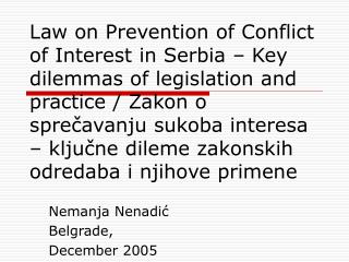 Nemanja Nenadi ć Belgrade, December 2005