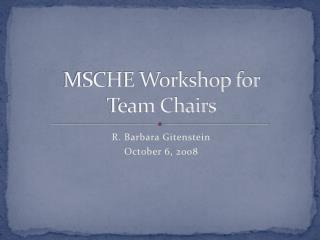 MSCHE Workshop for Team Chairs