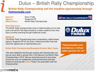 Dulux – British Rally Championship