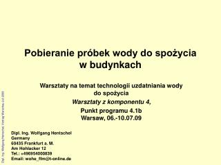 Pobieranie próbek wody do spożycia w budynkach