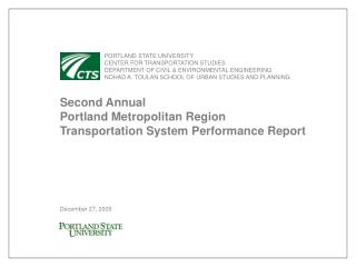 PORTLAND STATE UNIVERSITY 	CENTER FOR TRANSPORTATION STUDIES