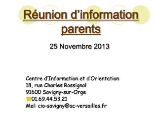 Réunion d’information parents