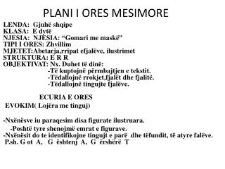 PLANI I ORES MESIMORE