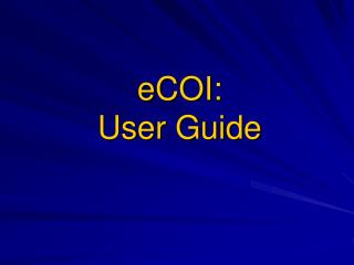 eCOI : User Guide