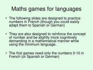 Maths games for languages