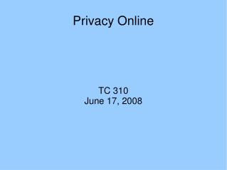 Privacy Online