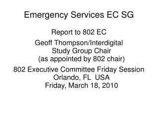 Emergency Services EC SG