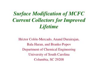 Surface Modification of MCFC Current Collectors for Improved Lifetime