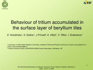 Behavio u r of tritium accumulated in the surface layer of beryllium tiles