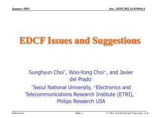 EDCF Issues and Suggestions