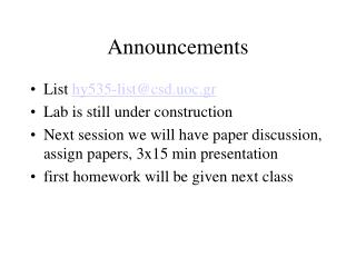 Announcements