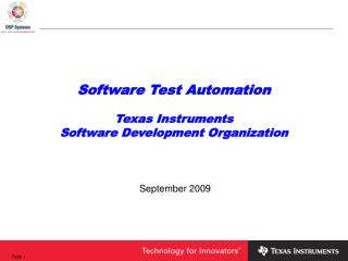 Software Test Automation Texas Instruments Software Development Organization