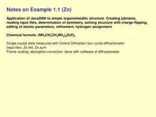 Notes on Example 1.1 (Zn)