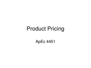 Product Pricing