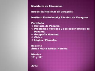 Ministerio de Educación Dirección Regional de Veraguas