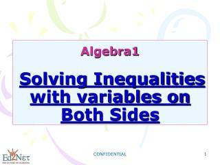 Algebra1 Solving Inequalities with variables on Both Sides