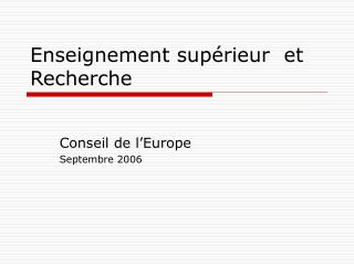 Enseignement supérieur et Recherche