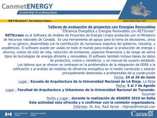 Talleres de evaluación de proyectos con Energías Renovables