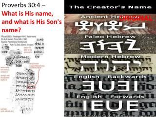Proverbs 30:4 – What is His name, and what is His Son's name?