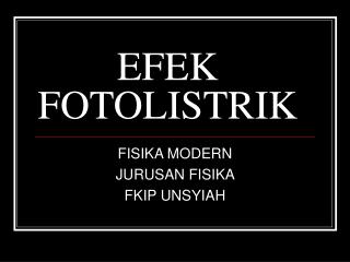 EFEK FOTOLISTRIK