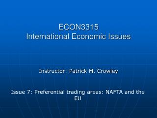 ECON3315 International Economic Issues