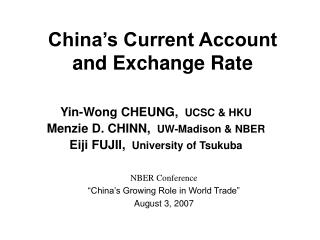 China’s Current Account and Exchange Rate