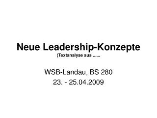 Neue Leadership-Konzepte (Textanalyse aus ......