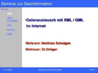 Seminar zur Geoinformation