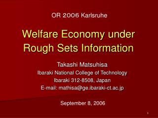 Welfare Economy under Rough Sets Information