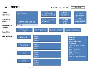 wu-memo Ausgabe 1/09, 15.5.2009